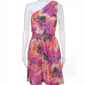 Trina Turk Cute One Shoulder Multi-Color Dress